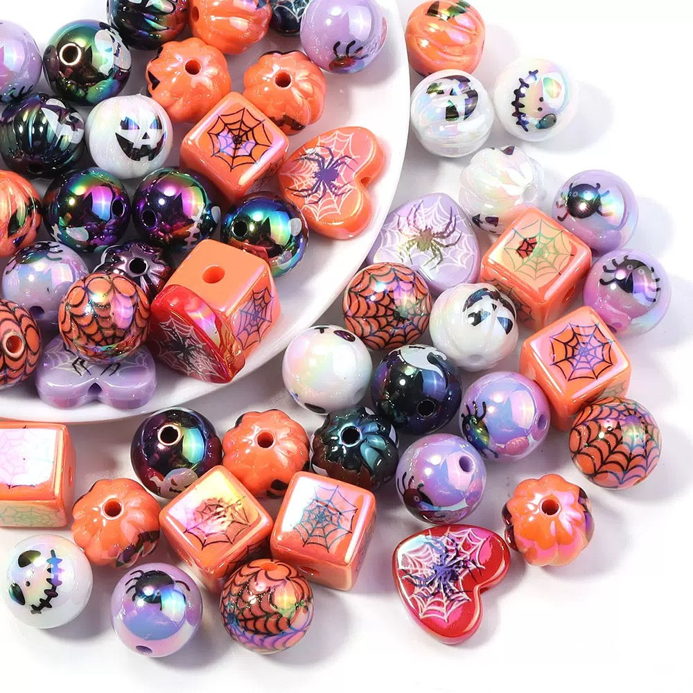 Halloween square and round UV coated beads plus Halloween alloy 20% off discount - kiki